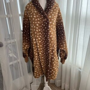 Brown and Cream Women's Coat Bambi Deer Print